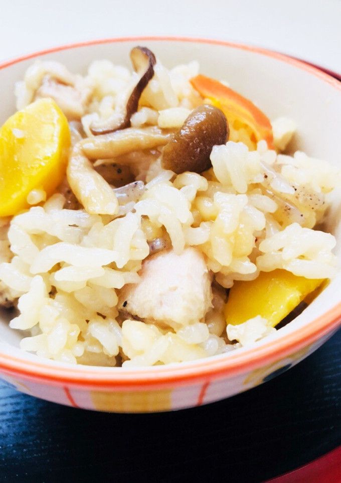 栗と三種のキノコのもち麦炊き込みご飯-レシピのメイン写真