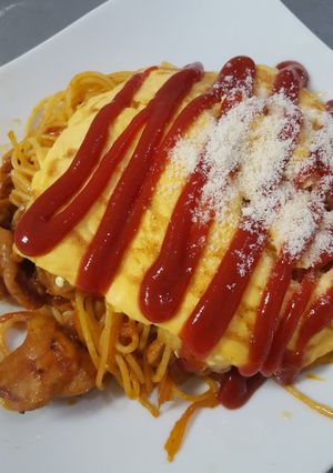 たまごのせナポリタン!!(オムライス風)-レシピのメイン写真