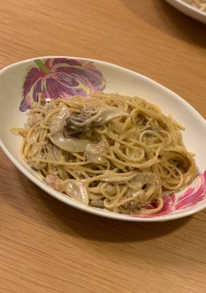 時短！石狩鍋風　鮭のクリームパスタ-レシピのメイン写真