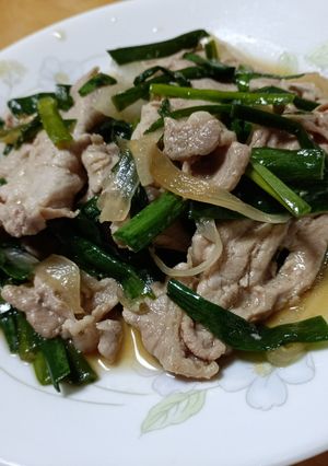 豚肉とニラ玉ねぎの白だしスタミナ炒め-レシピのメイン写真