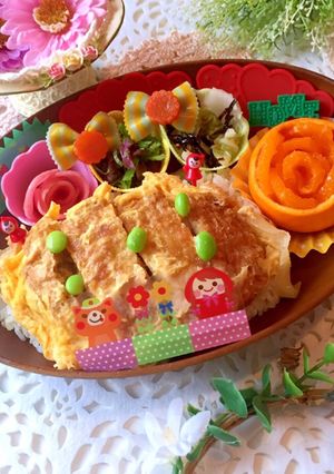4月26日　カツとじ　置き弁当-レシピのメイン写真