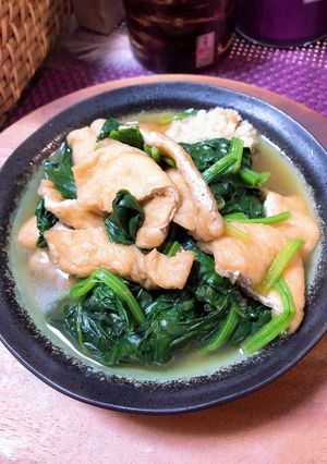 油揚げの直炊き。ほうれん草と。-レシピのメイン写真