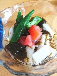 さっぱり⭐オクラ長芋トマトのもずく酢あえ-レシピのメイン写真