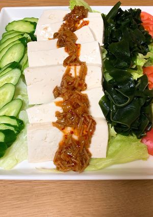 豆腐とトマトのなめ茸サラダ-レシピのメイン写真