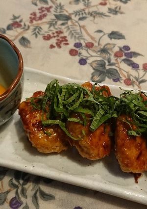 照り焼き鶏つくね 卵黄添え-レシピのメイン写真