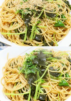 わかめと三つ葉と削り節と白ごまのパスタ-レシピのメイン写真