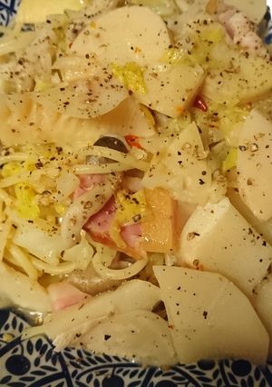 たけのこと春キャベツのペペロンチーノ-レシピのメイン写真
