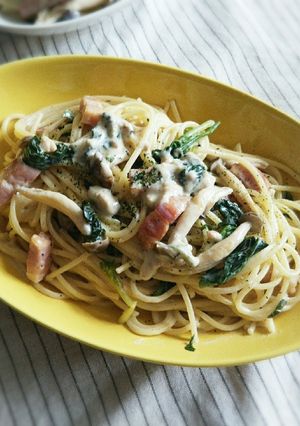ベーコンとほうれん草の豆乳クリームパスタ-レシピのメイン写真