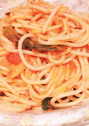 【休日のパパレシピ】トマトわかめパスタ-レシピのメイン写真