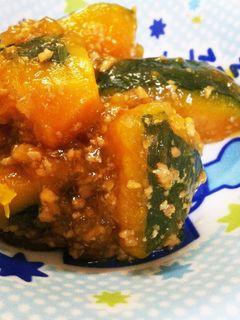 鶏ひき肉とかぼちゃの煮物-レシピのメイン写真