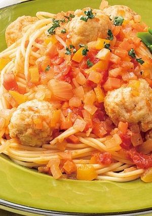 鶏だんご入りトマトパスタ-レシピのメイン写真