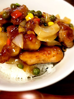 パリパリ鶏の甘酢あんかけ丼-レシピのメイン写真