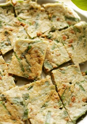香ばしい！ニラと納豆のチヂミをそば粉で♪-レシピのメイン写真