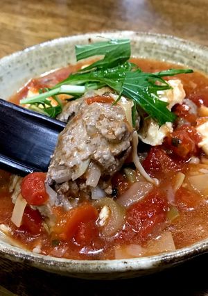 棒寒天つなぎで豆腐と挽肉煮込みハンバーグ-レシピのメイン写真