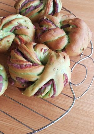 雑穀入り抹茶のあんパン-レシピのメイン写真