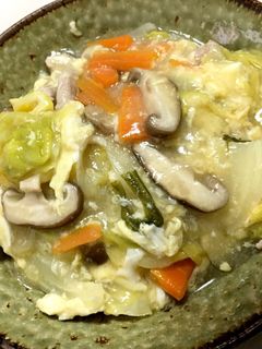 塩鍋の残りで 野菜あんかけ卵とじうどん-レシピのメイン写真