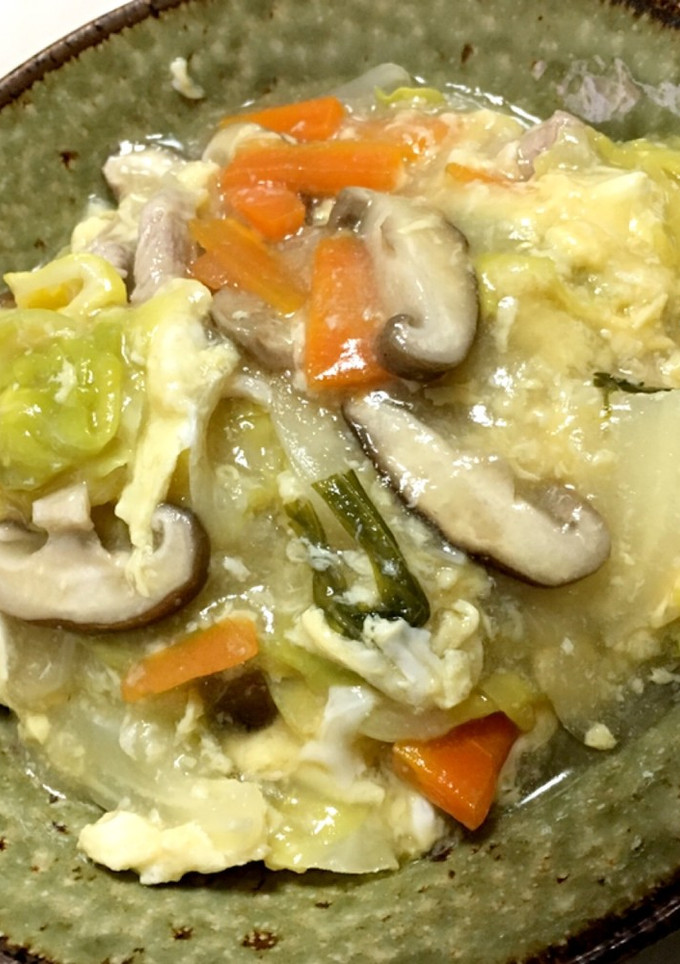 塩鍋の残りで 野菜あんかけ卵とじうどん-レシピのメイン写真