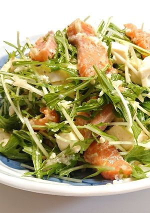 美味!水菜とサーモンと豆腐のサラダ♥️-レシピのメイン写真