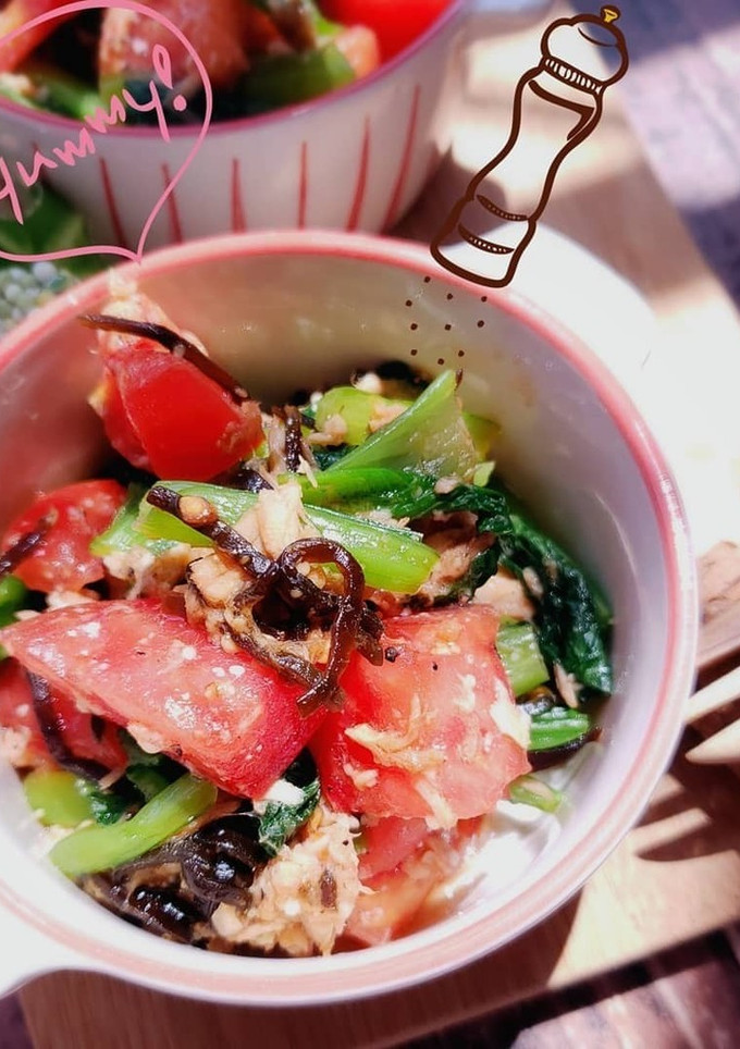 トマトと小松菜のデリ風塩昆布あえ-レシピのメイン写真