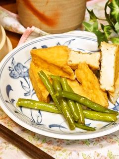 レンチンだけで作る厚揚げとインゲンの煮物-レシピのメイン写真