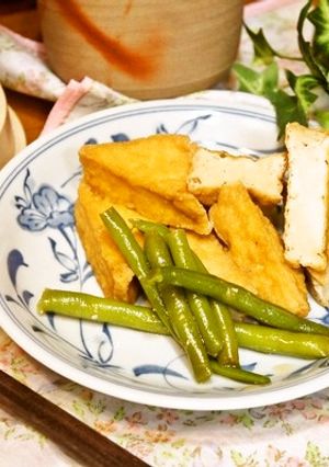 レンチンだけで作る厚揚げとインゲンの煮物-レシピのメイン写真