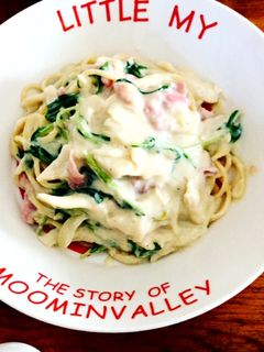 生ハムと舞茸の豆乳クリームパスタ-レシピのメイン写真