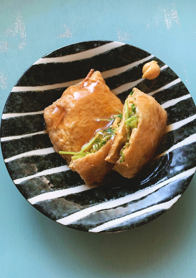 油揚げを袋に「再生豆苗入りお揚げ」-レシピのメイン写真