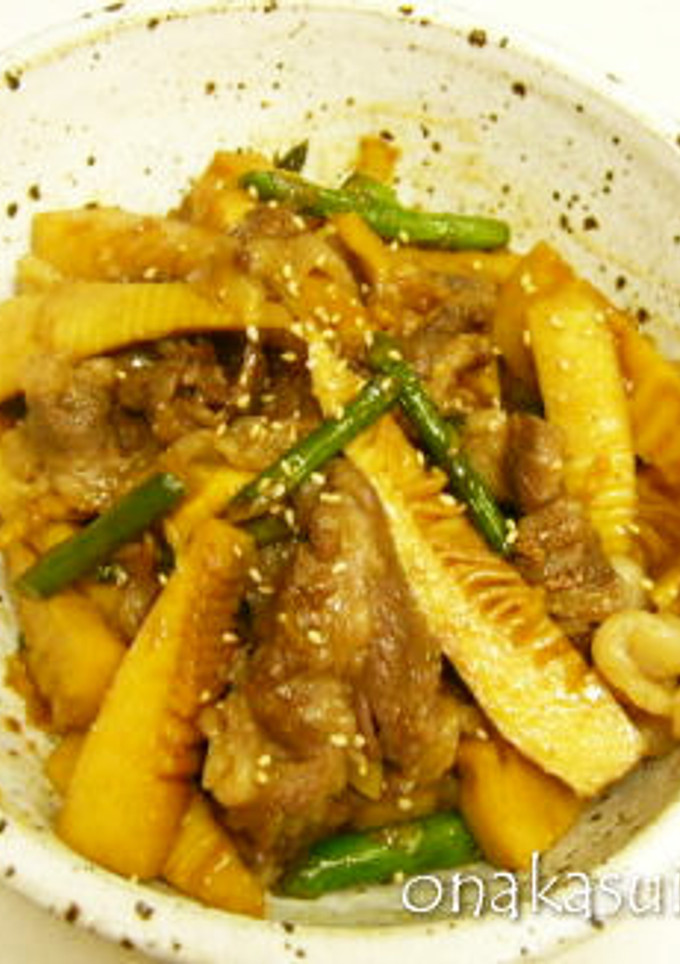 焼肉のたれで たけのこと牛肉の炒め焼き-レシピのメイン写真