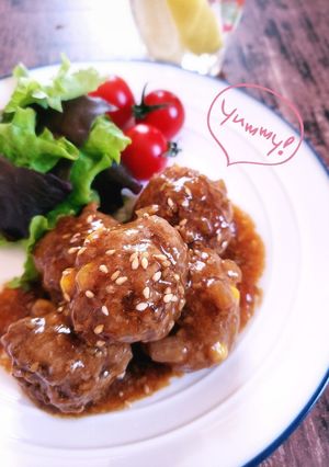 レンジで簡単♪甘酢ゴマだれのミートボール-レシピのメイン写真