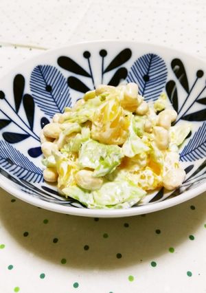 甘夏・キャベツ大豆のヨーグルトマヨ和え　-レシピのメイン写真