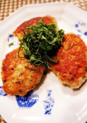 簡単 れんこんとしその鶏つくね焼き-レシピのメイン写真