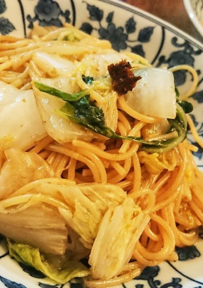 白菜と海苔の佃煮の和風パスタ-レシピのメイン写真