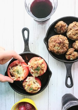 トマトと椎茸の大豆肉団子詰め-レシピのメイン写真