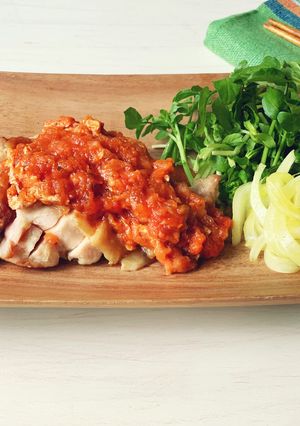 チキンソテーの油揚げトマトソース-レシピのメイン写真