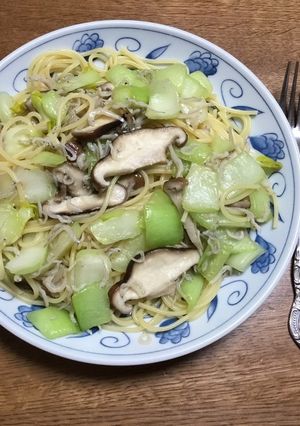 青梗菜とちりめんじゃこと椎茸スパゲティ-レシピのメイン写真