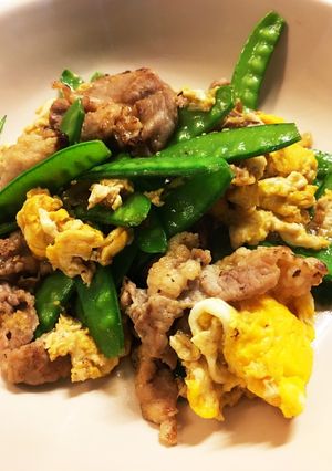 豚肉とシャキシャキ絹さや、ふんわり卵炒め-レシピのメイン写真