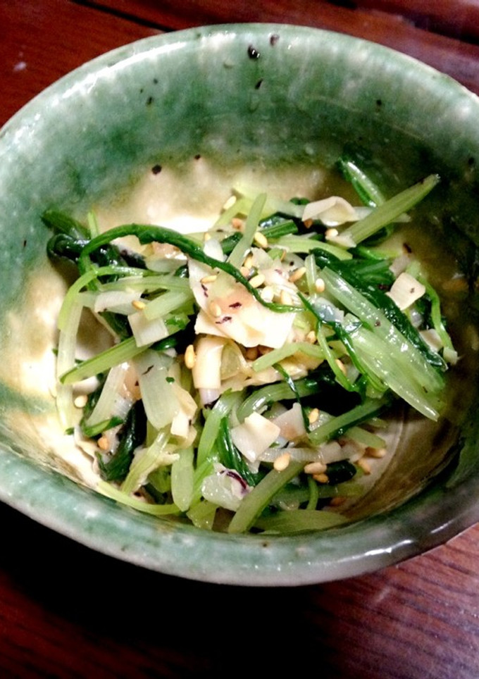 筍の穂先と水菜のシャキシャキ梅ゆかり和え-レシピのメイン写真