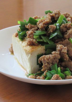 豆腐ステーキ　豚ひき肉とニラのだし醤油-レシピのメイン写真