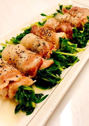 レンチンのみ！パパッと豚バラの豆苗巻き-レシピのメイン写真