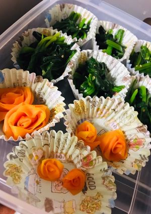 人参の薔薇♡ほうれん草ナムル♡お弁当に-レシピのメイン写真