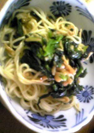 素麺とほうれん草のなめたけ和え-レシピのメイン写真