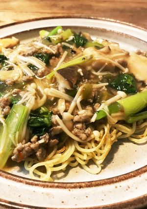 小松菜とえのきのあんかけ焼そば-レシピのメイン写真
