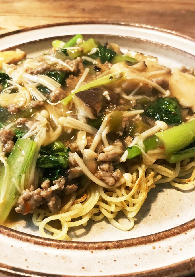 小松菜とえのきのあんかけ焼そば-レシピのメイン写真