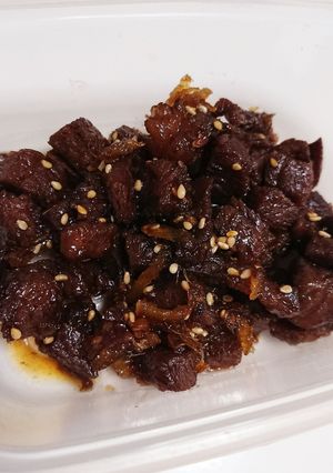 BBQで余った硬くなった牛ﾃｷで佃煮に✧-レシピのメイン写真
