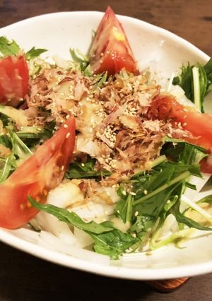 やみつき！5分で水菜と大根の鰹胡麻サラダ-レシピのメイン写真