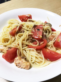 簡単☆さばとトマトの冷製パスタ-レシピのメイン写真
