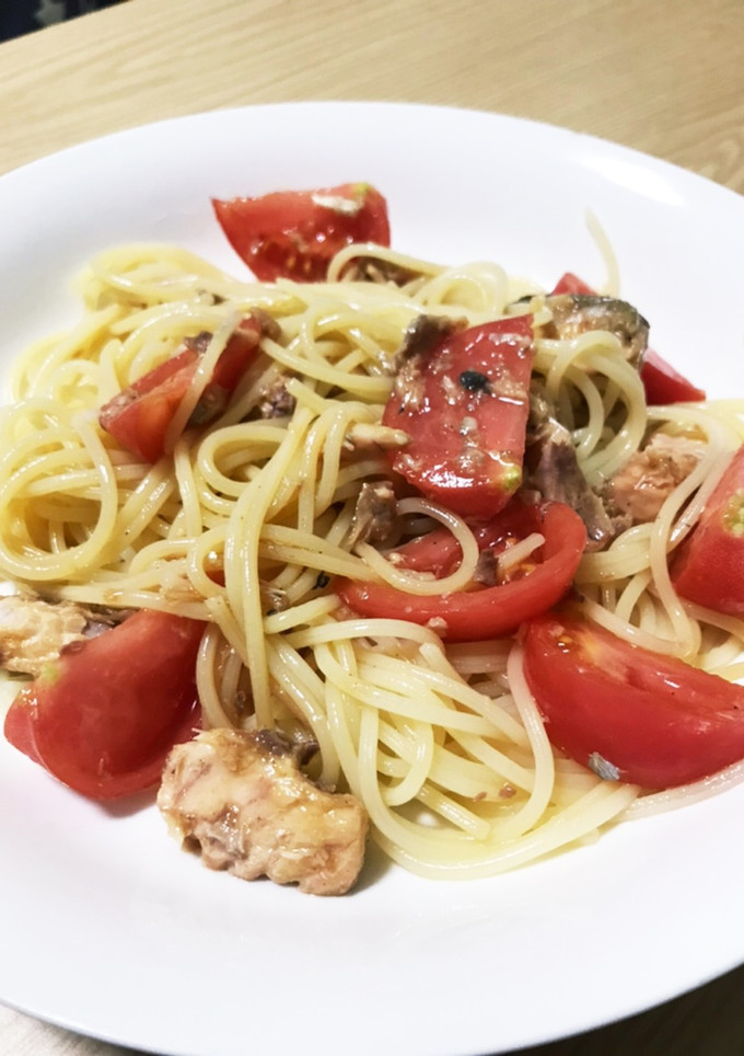 簡単☆さばとトマトの冷製パスタ-レシピのメイン写真