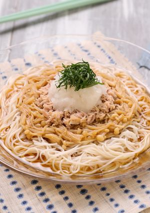 手作りなめ茸のぶっかけツナおろしそうめん-レシピのメイン写真
