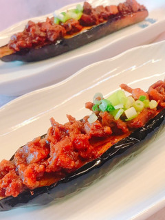 揚げ茄子のたけのこ肉味噌のせ-レシピのメイン写真