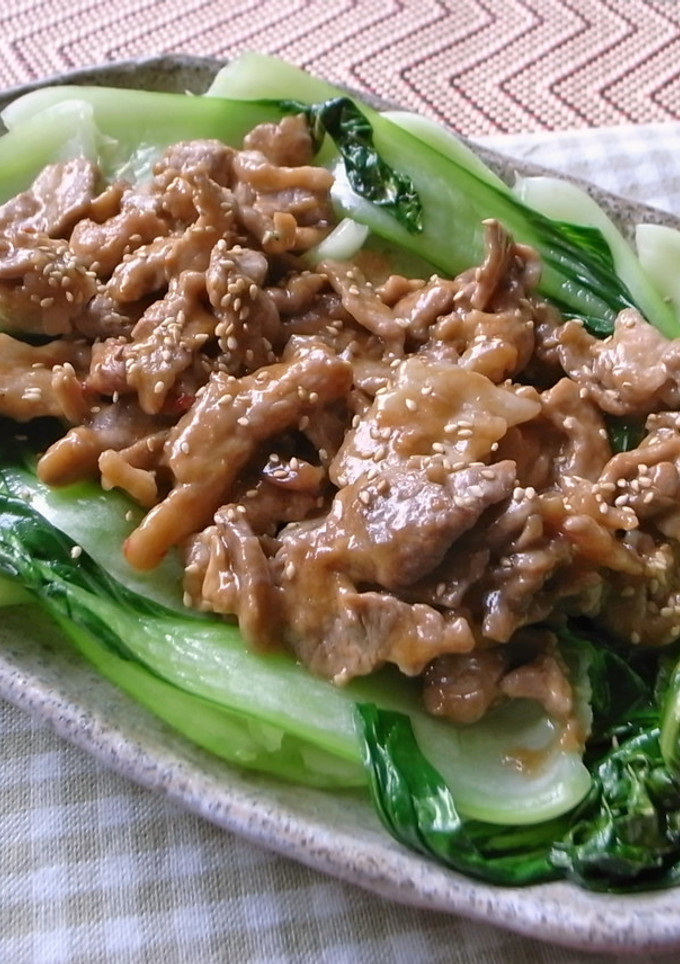 シャキっと青梗菜が美味しい！豚肉炒め-レシピのメイン写真